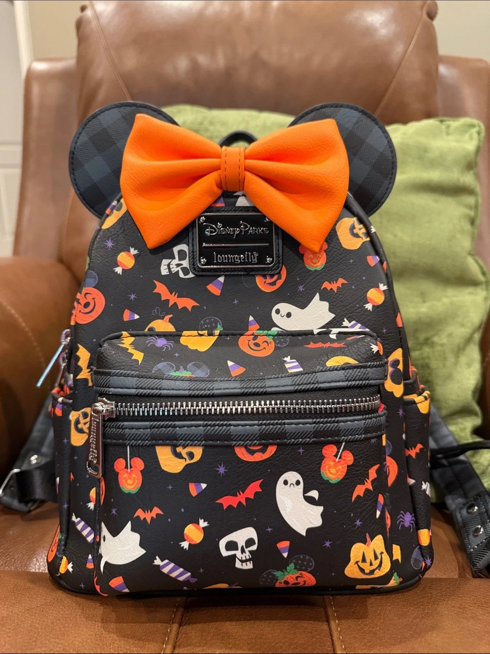 Disney Parks Loungefly Halloween Mini Backpack with Orange Bow